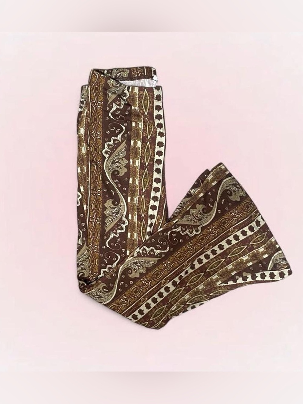 Y2K Brown Paisley Pattern Flare Pants